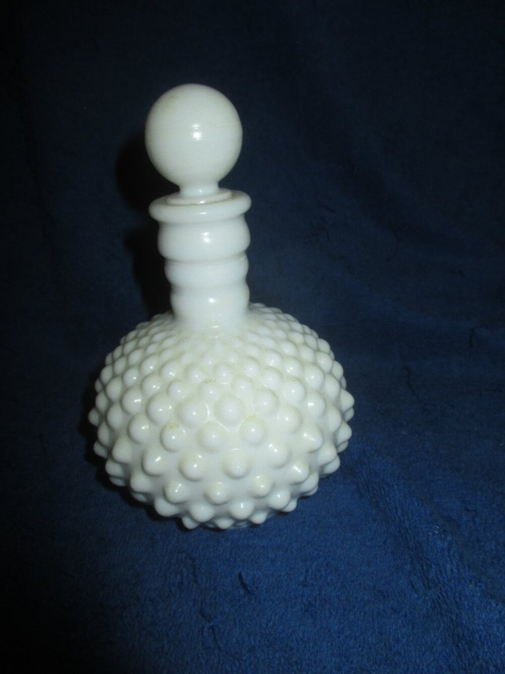 Vintage Fenton 1960 Hobnail White Milk Glass Perfume Bottle w/ Stopper & Cork